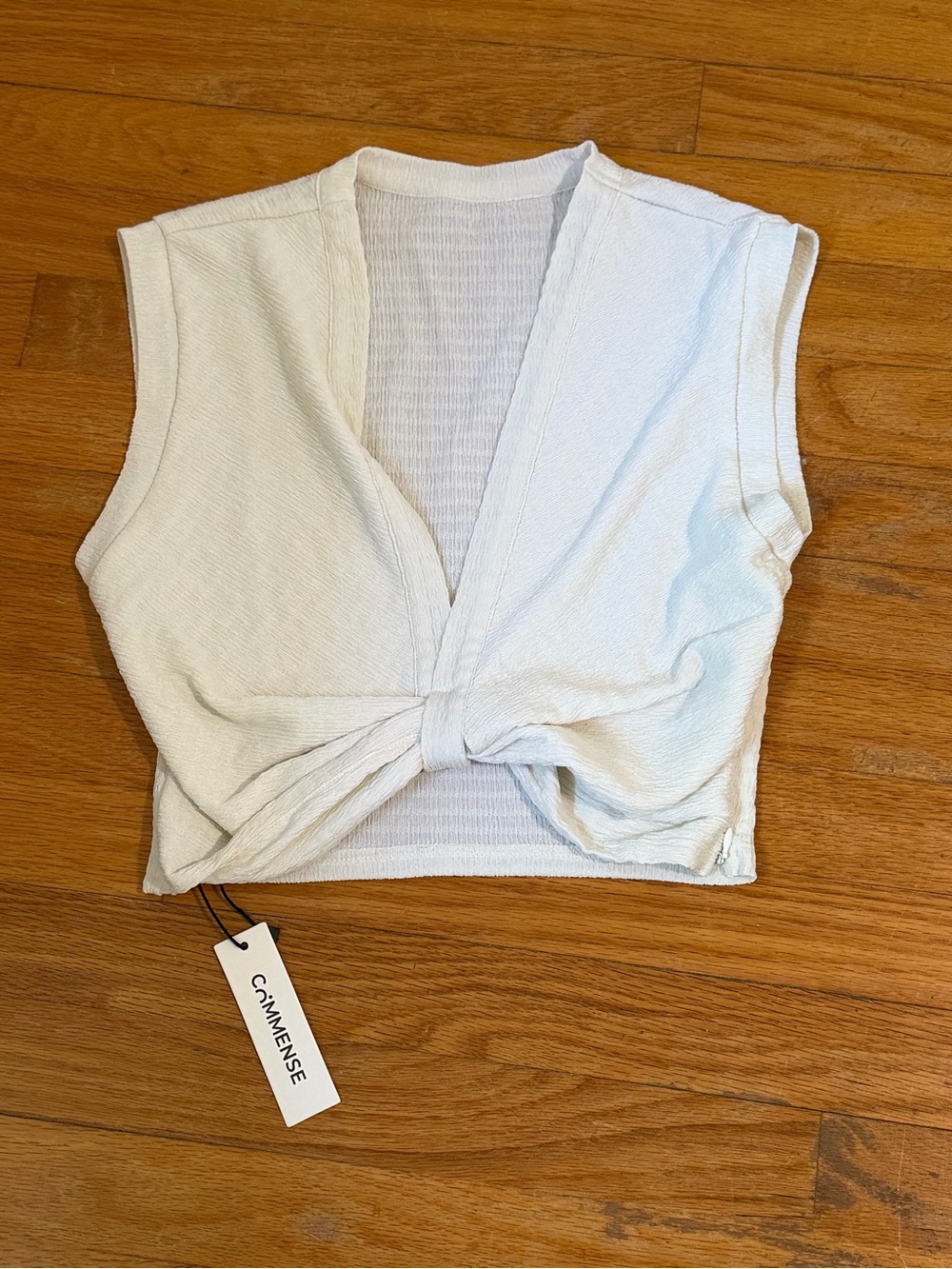 White Twist-Front Sleeveless Crop Top